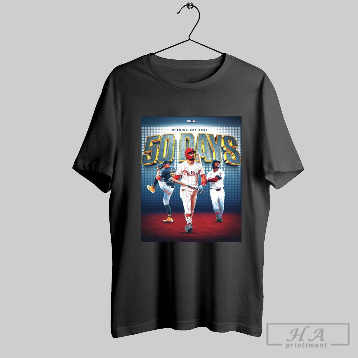 Poster Opening Day 2025 50 Days Pittsburgh Pirates Philadelphia Phillies Cleveland Guardians Mlb T Shirt