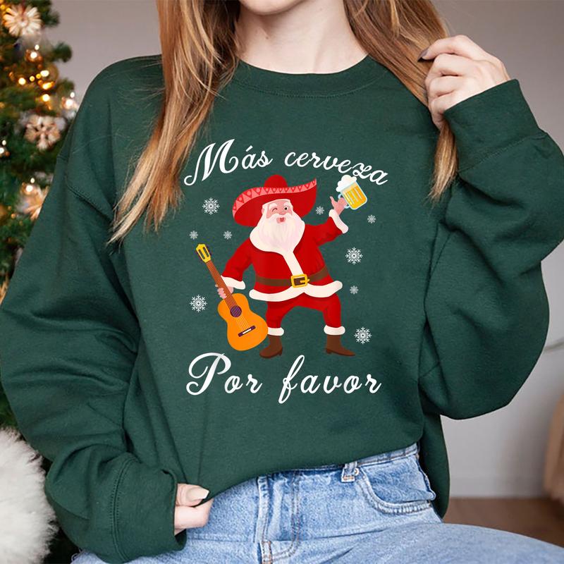 Funny Mexican Santa Christmas Navidad Mas Cerveza Por favor T-Shirt