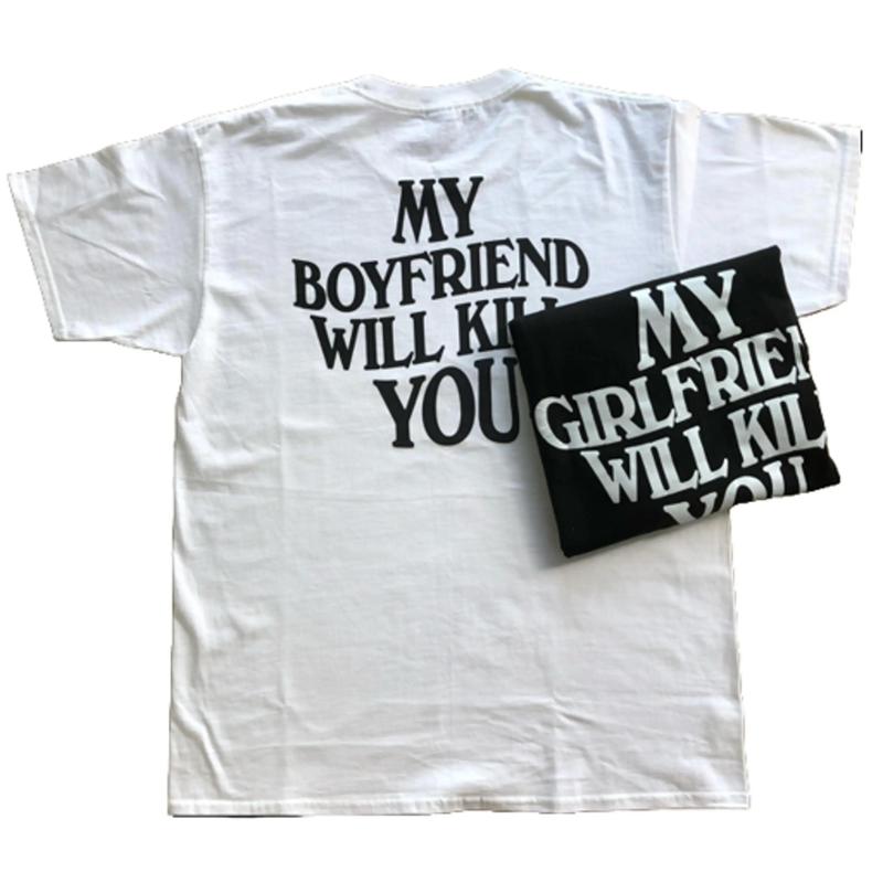 My Boyfriend Will Kll You T-Shirt, Funny Tee, ValentineÃ¢â‚¬â„¢s Gift for Girlfriend, Unisex Short Sleeve Top, WomenÃ¢â‚¬â„¢s Printed Shirt, Womenswear Printed