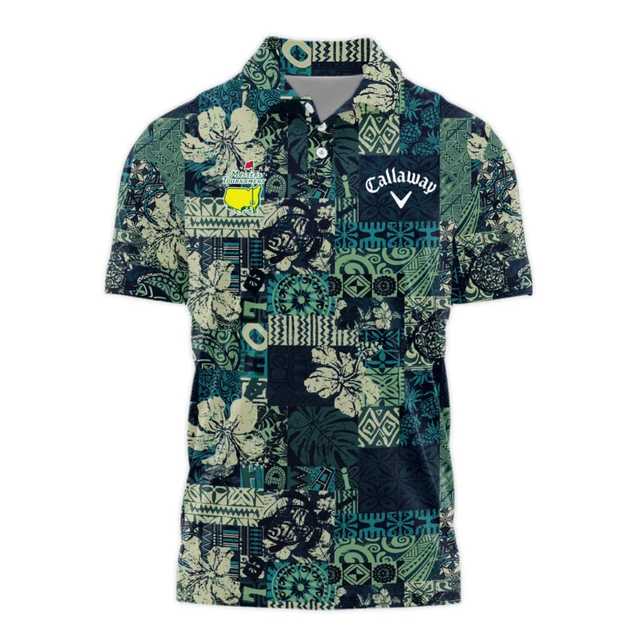 Masters Tournament Hawaiian Hibiscus And Tribal Element Fabric Callaway Polo Shirt Style Classic Pol