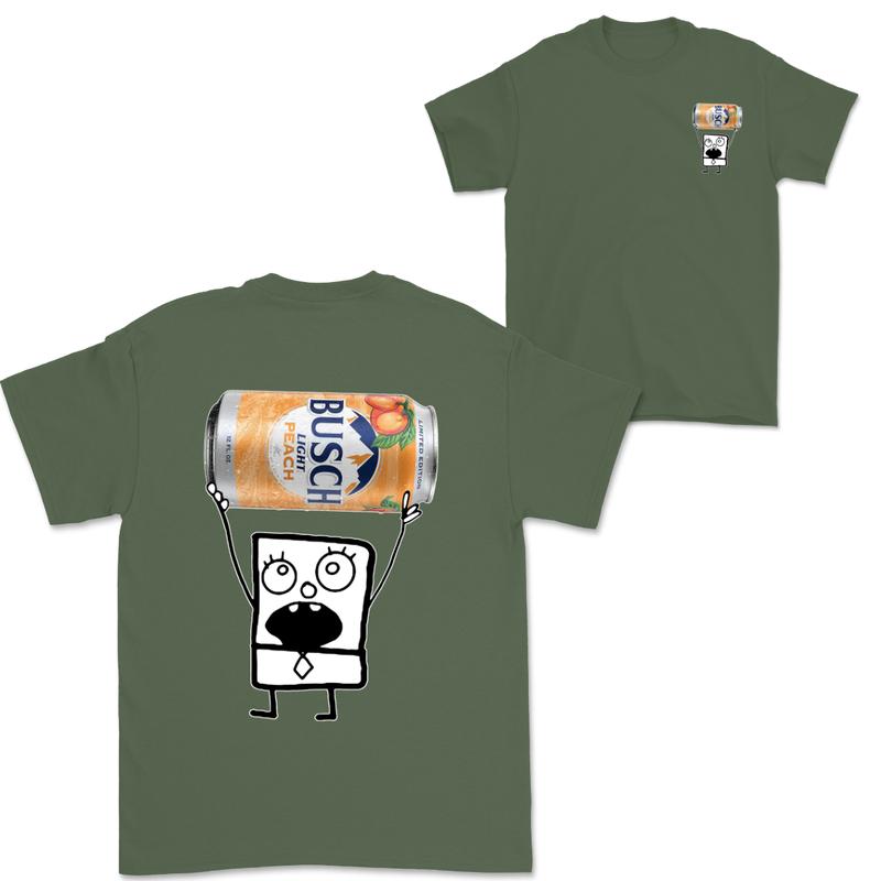 Doodlebob Busch Light Peach 2 Sided T-Shirt, Funny Drinking T-Shirt, Summer T-Shirt, Full Color T-Shirt, Unisex T-Shirt, For Men, For Women, Gift For All Menswear Top