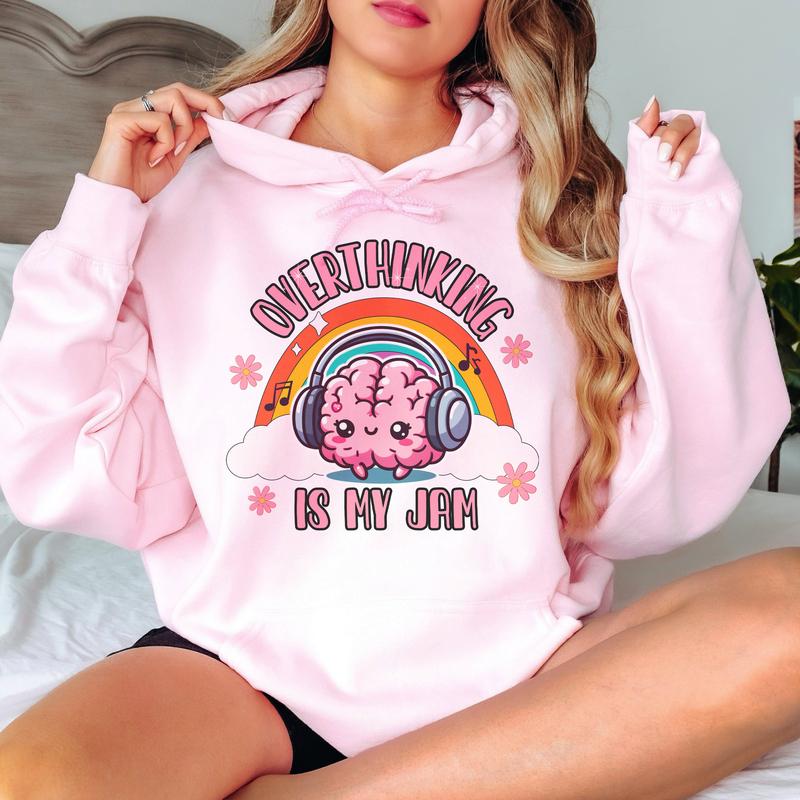 Overthinking is My Jam - Unisex Crewneck Sweatshirt - Print is Sublimation, Funny Tee, Funny Apparel, Gift Idea, Relaxed Fit, Casual Apparel