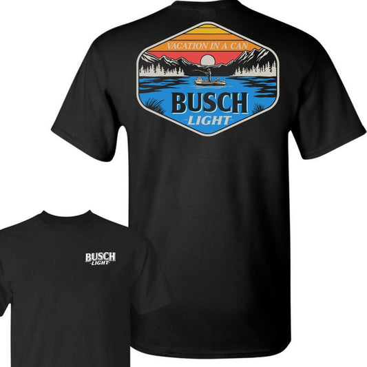 Busch Light - Busch Light Outdoor Badge 2-sided T-shirt, Casual Graphic Round Neck T-shirt for Summer, Fashion Top for Daily Wear
