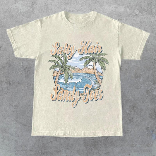 Retro Beach Surfer Graphic T-Shirt, Vintage Salty Hairs Shirt, Surfer Tee, Beach Life Shirt, 90s Beach Surf Shirt,  Unisex Tee