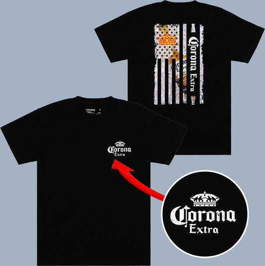 Corona Extra Logo Flag T-shirt - 2 Side - Athleisure Wear - From Casual To Formal - From Classic To Bright - Unisex Fashion Choices - S To 3xl Sizes