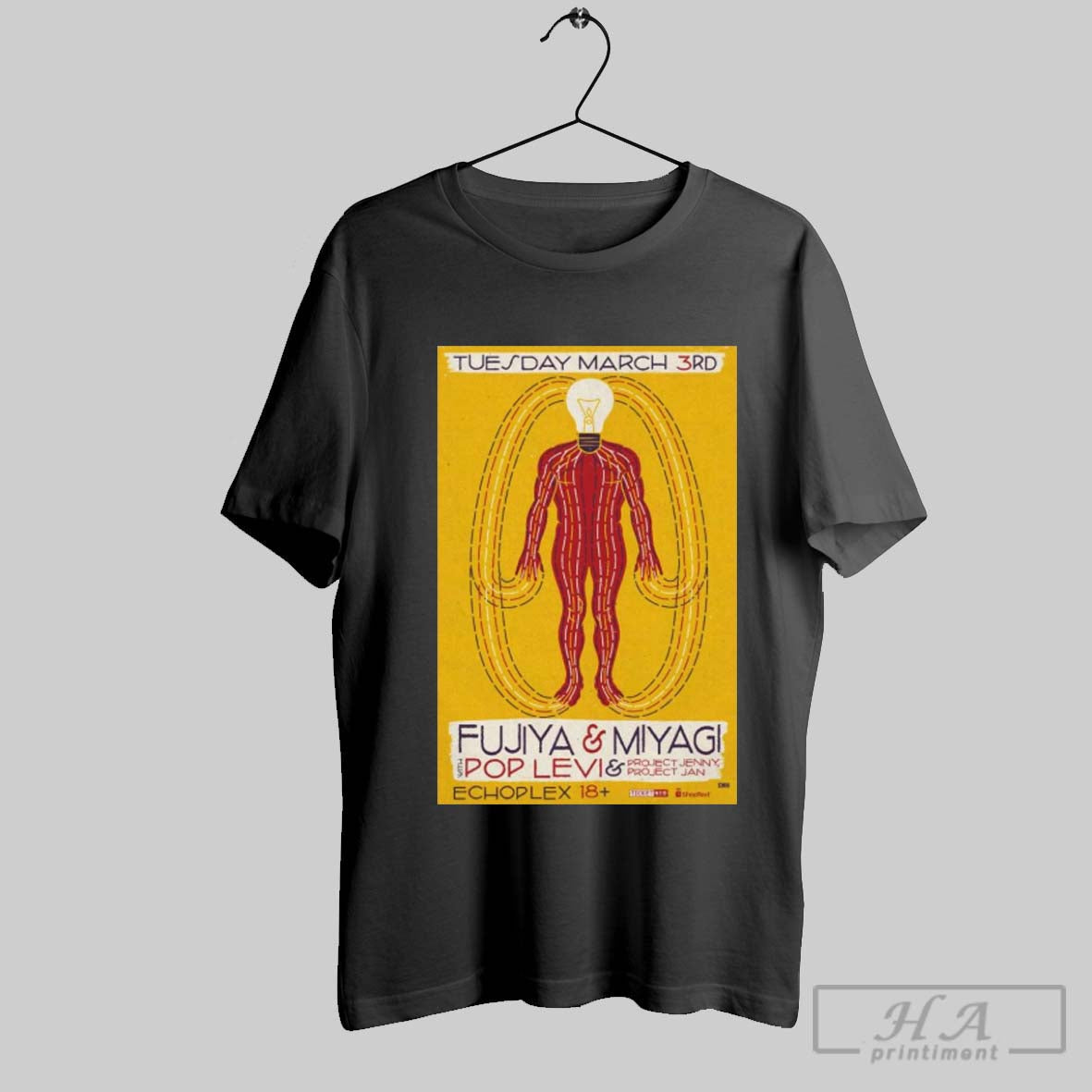 Poster Fujiya And Miyagi With Pop Levi Mar 3 2025 The Echo Echoplex Los Angeles Ca Tour T Shirt