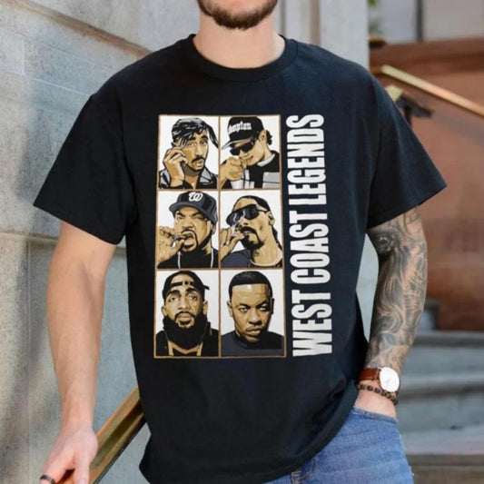 West Coast Legends Hip Hop Graphic Shirt, Gift For Friends, Rapper Old School Shirt, Hip Hop Friends Tee, Unisex Short Sleeve Tee