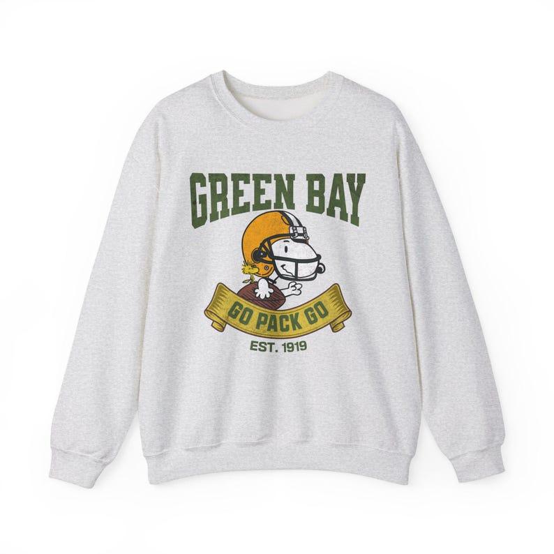 Snopy Football Sweatshirt, Green Bay Sweatshirt, Unisex Crewneck Jumper, Packers Apparel, Peanuts Sweatshirt, Athletic Pullover
