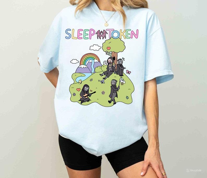 Sleep Token Cowboy Rider Shirt, Cute Rainbow Graphic Tee, Unisex Cotton Crewneck, Trendy Sleep Token Fall 2024 Apparel Sweatshirt, Hoodie, Comfort Col