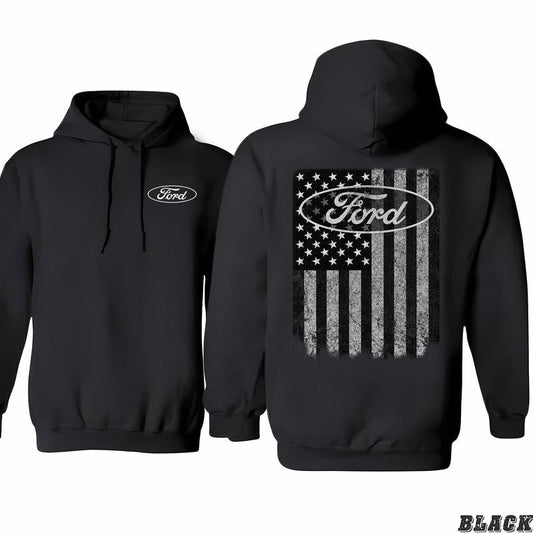 Ford Oval Truck American Flag Gray Hoodie, From Classic To Bright, From Casual To Formal Styles, Shared Styles, Classic Cotton, Menswear Unisex