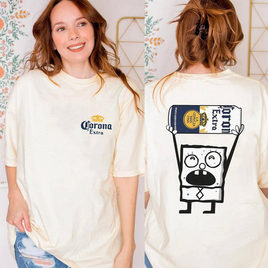 Corona Extra Drink Shirt, Doodlebob Character Movie Tshirt, Beer, Drinking Lover, Funny Shirt