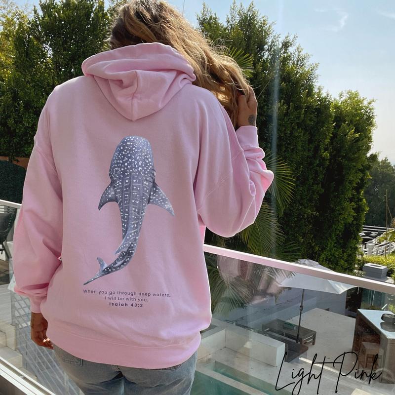 Whale Shark Unisex Hoodie, Beachy Shark Hoodie, Coconut Girl Jesus Hoodie Christian Crewneck Faith Over Fear Surf Hoodie Beach Hoodie Classic Cotton