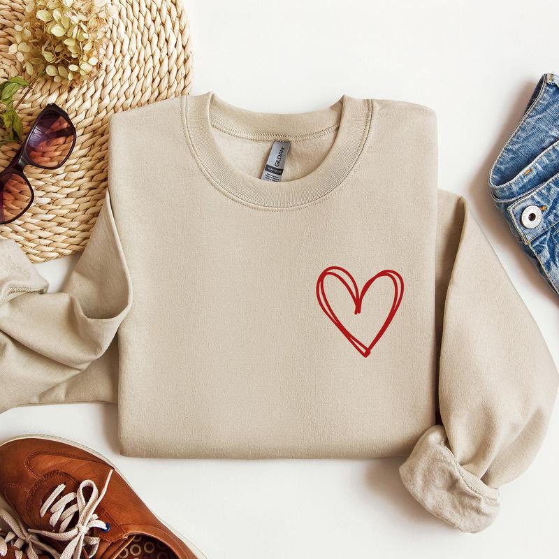 Double Heart Pocket Print, Sweatshirt, Valentine's Day