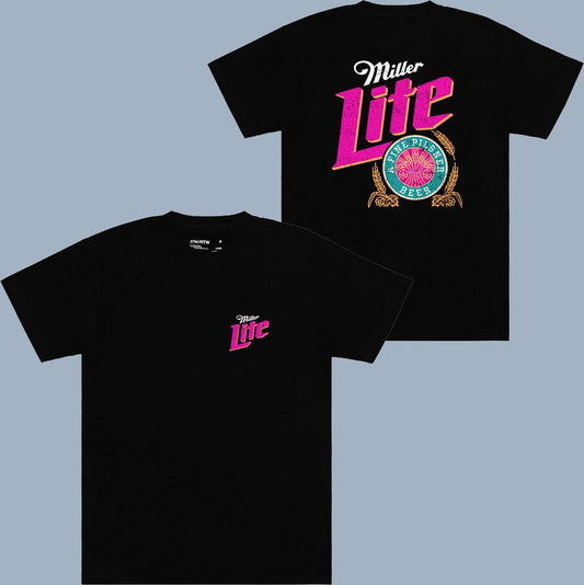 Miller Lite Graphic Tee - 2 Side - Vibrant Patterns - Unisex Fashion Choices - Shades For Everyone - Choose Your Fashion - Choose Your Fit