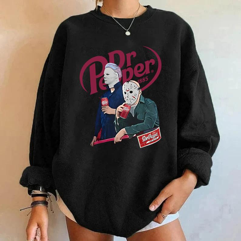Dr Pepper Sweatshirt, Dr Pepper Michael And Jason Sweatshirt, Dr Pepper Halloween Shirt, Michael Myers Jason Vooheers Crewneck