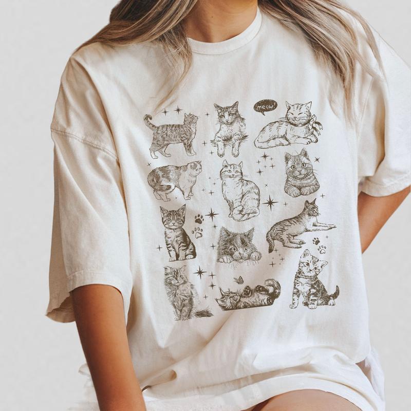 Vintage 90s Cat Tshirt, Retro Kitten Shirt, Cat Lover T-Shirt Unisex Classic Cotton