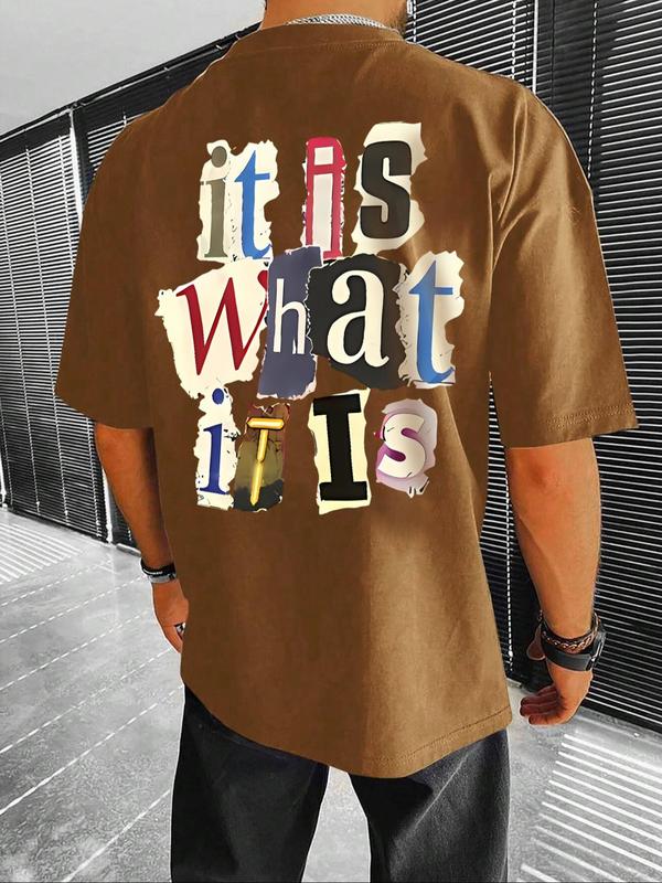 Men's Letter Print Round Neck Tee, Regular FitÃ‚Â Casual Short Sleeve T-shirt, Graphic Tees,Ã‚Â Streetwear, Summer Clothes,Ã‚Â Men Summer Top