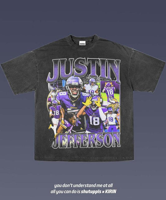 JUSTIN JEFFERSON 1.4 VINTAGE TEE  AMERICAN FOOTBALL  GIFT FOR FAN