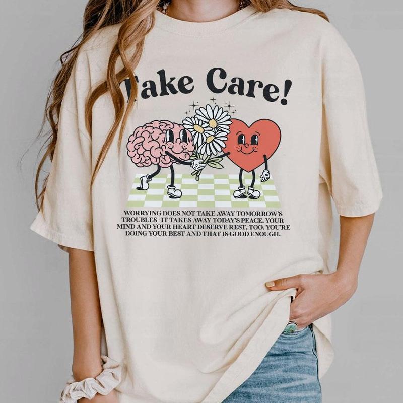 Take Care Comfort Tee, CMental Health Graphic Tee, Retro Mental Health Awareness Shirt, Be Kind Shirt, Inspirational Shirt, Motivational Shirt, Positi