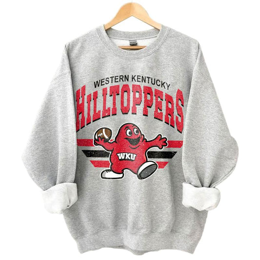 Western Kentucky Hilltoppers Vintage Football NCAA Sweatshirt - Tshirt - Hoodie, Western Kentucky University Unisex Football NCAA Shirt, Unisex Vintage NCAA Shirt, Classic Football Shirt, Gifts For Football Fan Sport, Cotton, Sweatshirt, T-Shirt, Hoodie