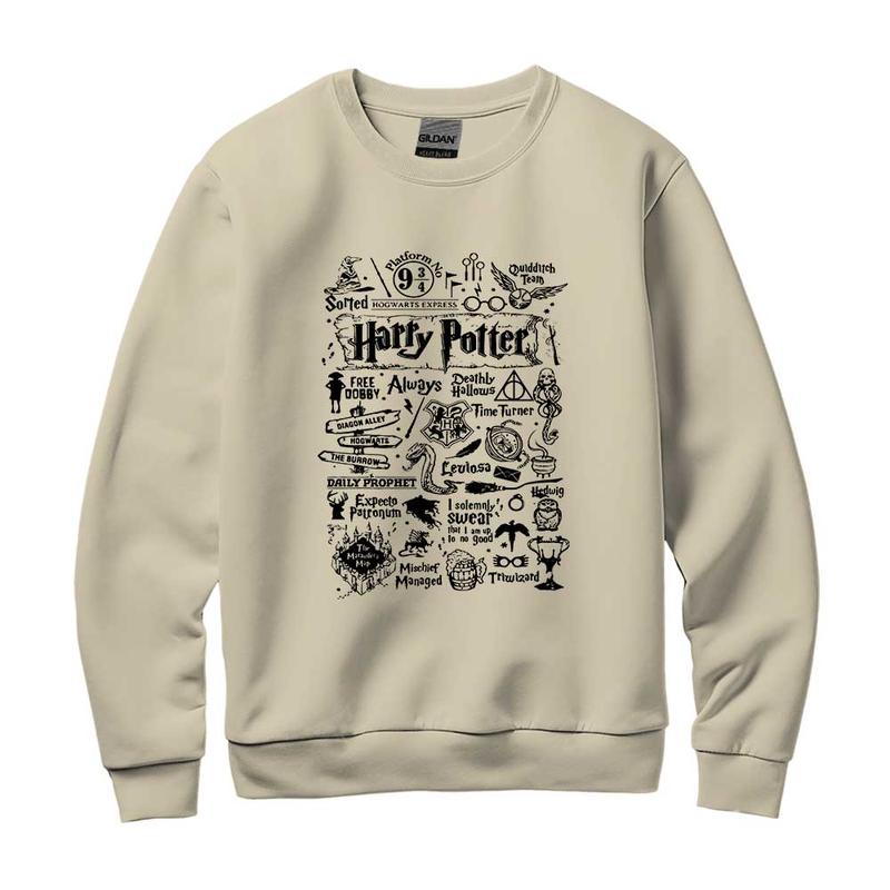 HP Iconic Quotes Unisex Sweatshirt, Hogwarts Hoodie, HP Signature Things T-Shirt, Cotton Relaxed Fit Sweaters Pullover potterhead gift