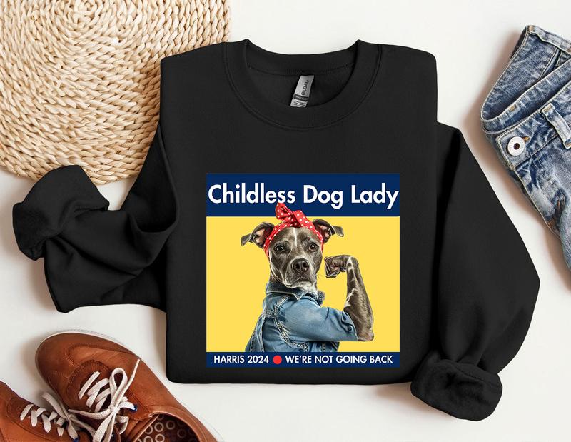 Harris 2024 T-Shirt  Childless Dog Lady  Kamala Harris Campaign  Cute Funny Dog Tshirt  Childless Cat Lady  President Harris Tee Menswear Top