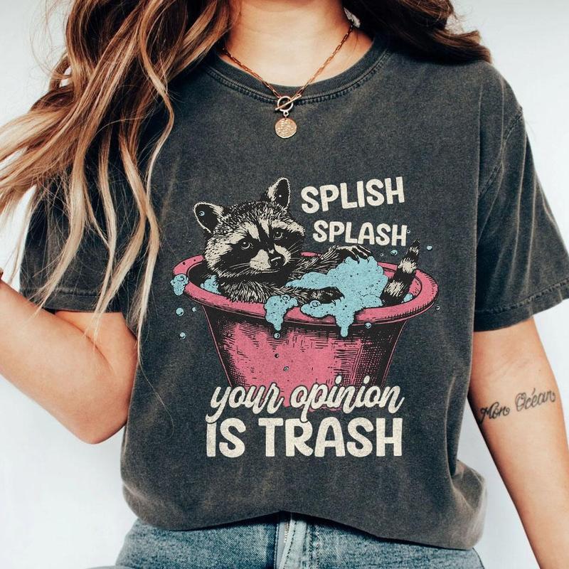 Funny Raccoon Shirt, Funny Quote Design Comfort Tee, Raccoon Lover Shirt, Humour Saying T-Shirt, Sarcastic Shirts For Women, Funny Gift For Her, Support Local Street Cats, Funny Retro Shirt, Women Top