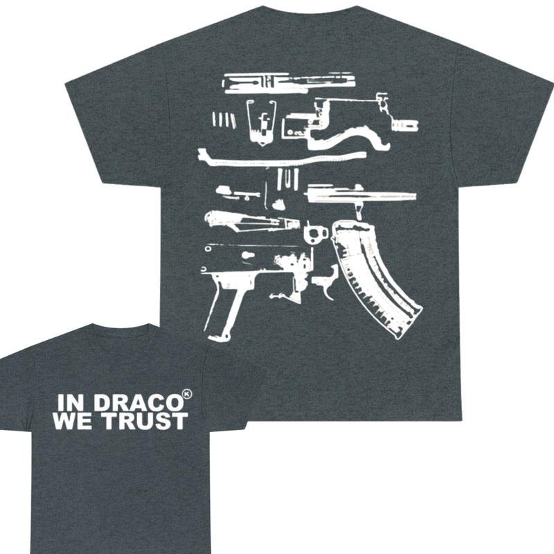 IN DRACO WE TRUST T-SHIRT, 2 SIDE - UNISEX - Design Color Black & White, Men's top - T-shirt ,  - For Men & Women Tee