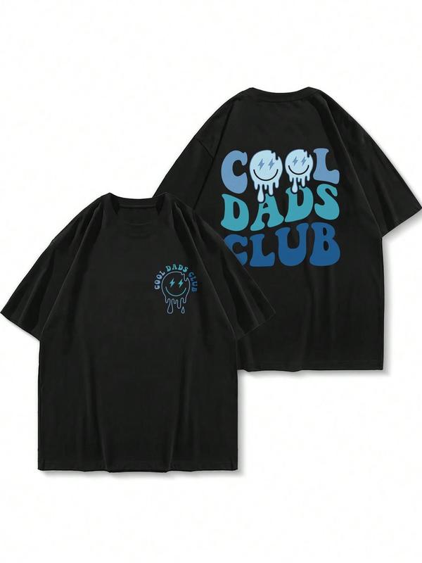 Men's Regular Fit Letter & Smiling Face Print Round Neck Graphic Tee, Casual Short Sleeve Crew Neck T-shirt for Summer, Fashion Men's Top for Daily Wear