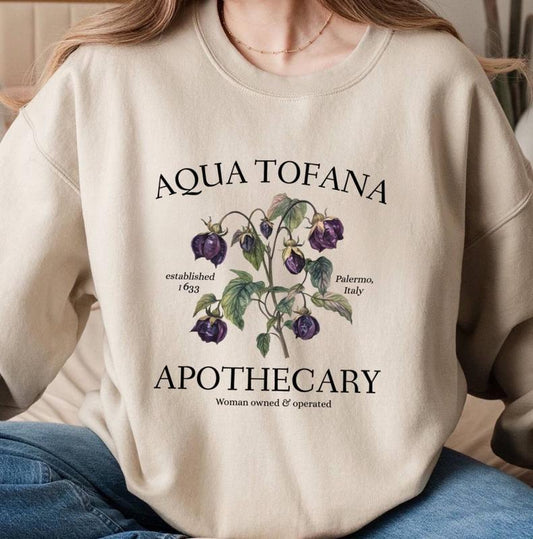 Aqua Tofana Apothecary Sweatshirt, Feminism Tshirt - Sweatshirt - Hoodie, Herbs Women's Rights Shirt, Unisex Cotton Graphic Tops Casual Womenswear