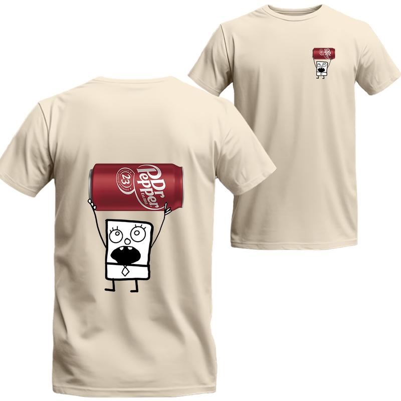 Doodlebob Dr.Pepper Unisex Graphic Soda T-shirt, clothes seasons, Dr.Pepper Short Sleeve Tee, Unisex Shirt, Menswear Top, beer shirt, drinking shirt