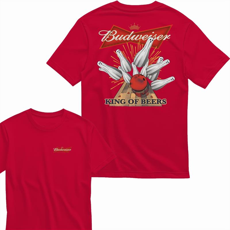 Budweiser Bowling Ghost Strike Beer Unisex T-shirt for Men and Women, T-Shirt Shortsleeve Casual Menswear Top