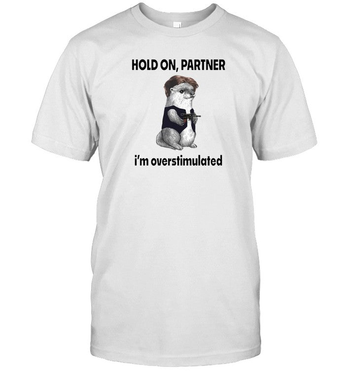 Hold On Partner I'm Overstimulated Hot T Shirt
