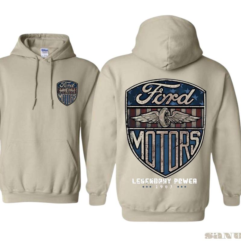 Ford T-shirt With Legendary Power Hoodie, Unisex Clothing Choices, Choose Your Color, Styles For Every Taste, Classic Cotton, Menswear Unisex