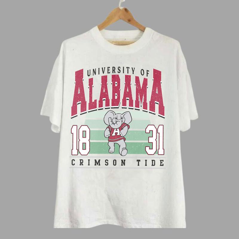 Alabama Crimson Tide Vintage Football NCAA Sweatshirt - Tshirt - Hoodie, University of Alabama Unisex Football NCAA Shirt, Unisex Vintage NCAA Shirt, Classic Football Shirt, Gifts For Football Fan Sport, Cotton, Sweatshirt, Unisex Clothing