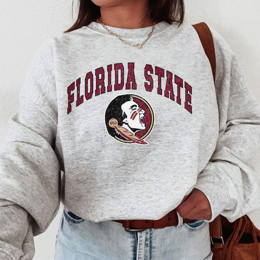 Florida State Seminoles Vintage Football NCAA Trendy Sweatshirt, Florida State University Unisex Football NCAA Shirt, Gift For Men, Gift For Girls, Crewneck, Cotton, Sweaters, Pullover