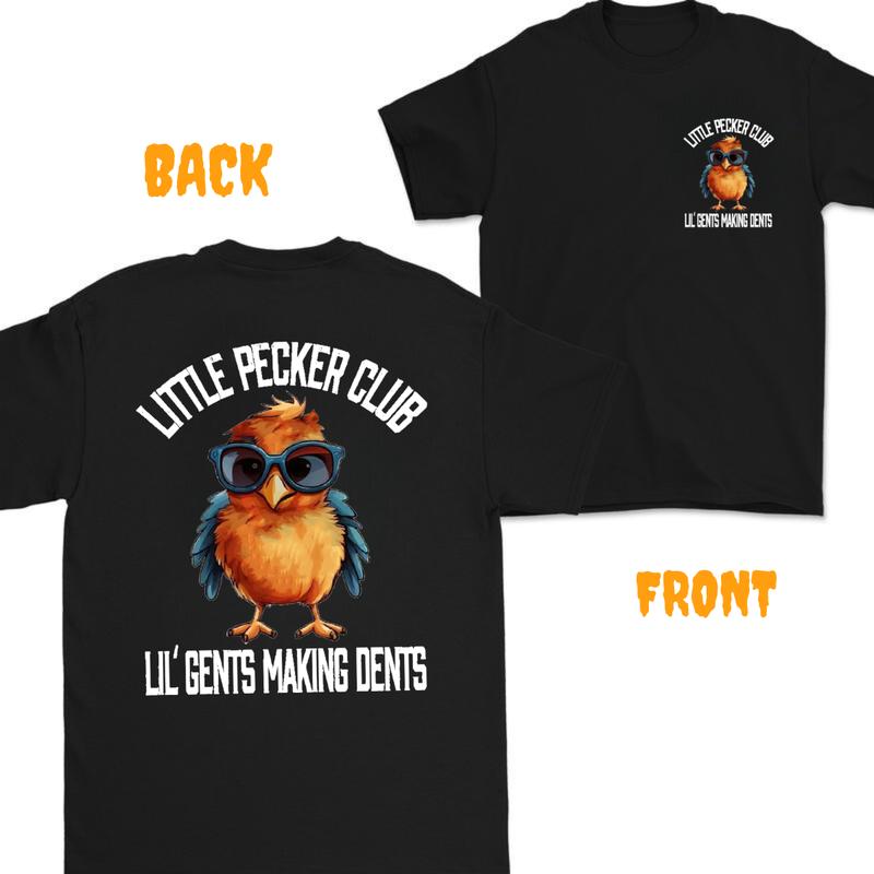 Little Pecker Club Vintage Tee, Men's T-shirt,Unisex , with Funny Bird & Making Dents Design