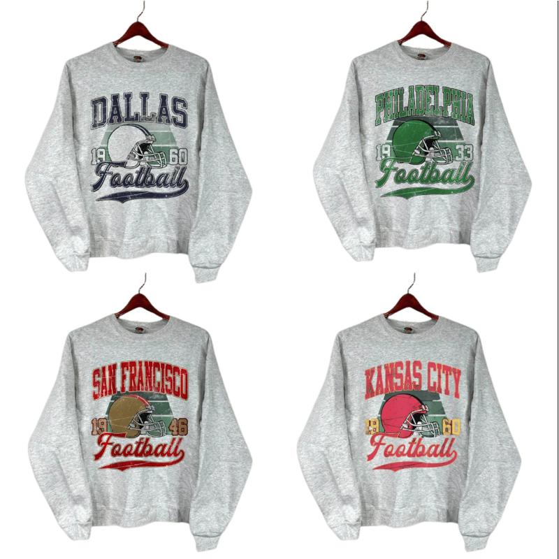 Vintage All Teams Football Sport Grey Sweatshirt, Hometown Football Sweatshirt, Football Thowback Vintage All Teams Sweatshirt, Vintage Graphic Sweats