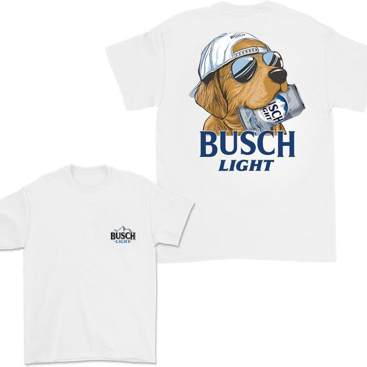 Busch Light Hunting Dog 2 Sided T-shirt, Busch Light T-Shirt Full Color For Men and Women, Unisex Outdoors Funny Beer Printed T-shirt