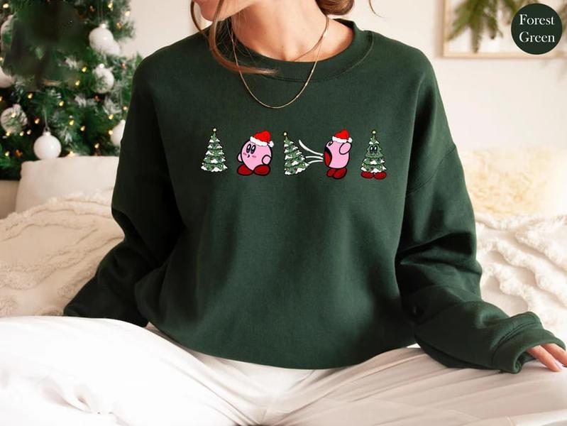 Kirby Christmas Tree Sweatshirt, Funny Christmas Sweatshirt, Funny Christmas Shirt, Christmas Sweatshirt, Christmas Tree Shirt, Kirby Video Game Sweat