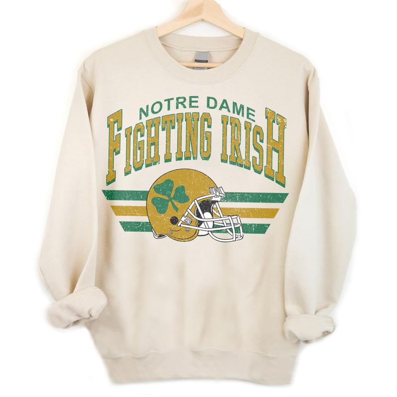 Notre Dame Fighting Irish Vintage NCAA Sweatshirt, Unisex Notre Dame Football Shirt, Classic Sport Hoodie, Fans Gift, Cotton T-Shirt, Clothes