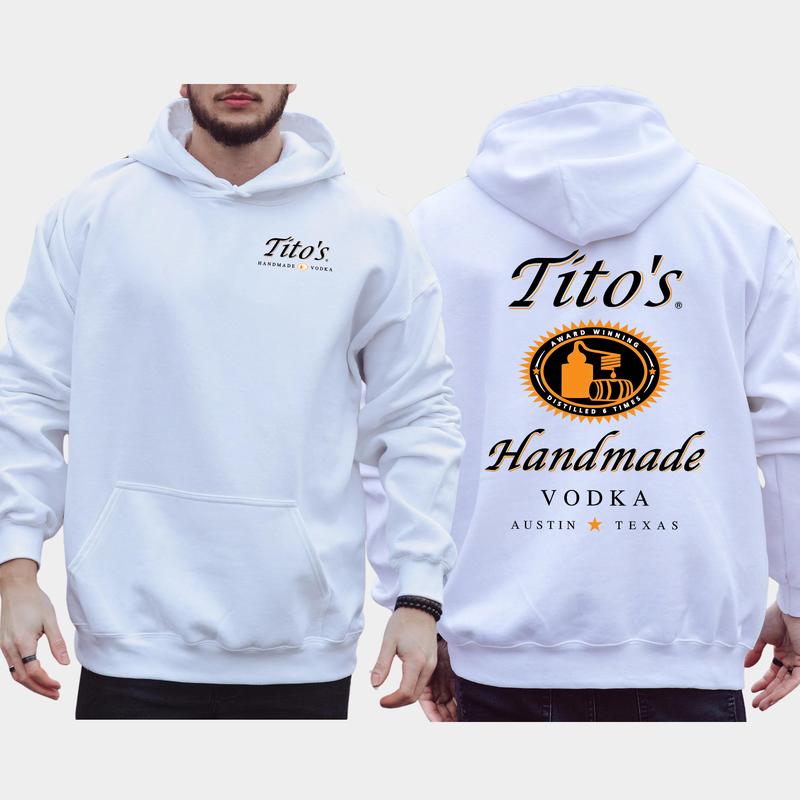 Men's Titos Handmade Vodka Hoodie 2-Sided, Tito Vodka Drinking Hoodie, Funny Vodka Pullover, Unisex Drinker Tops, Classic Cotton Menswear