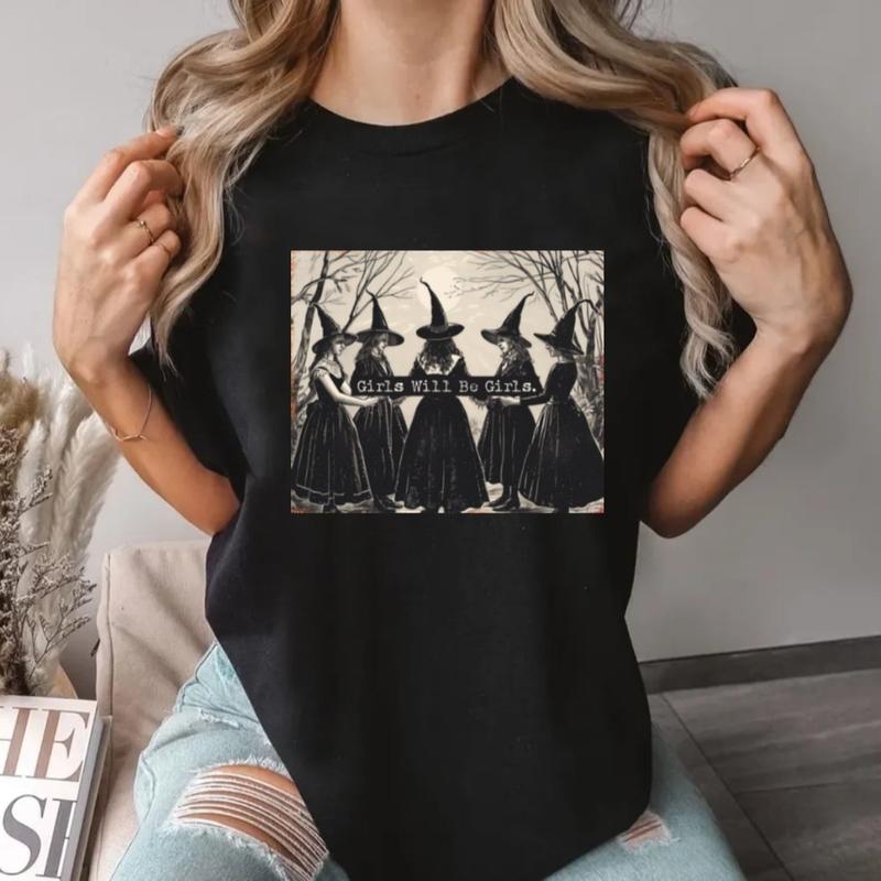 Girls Will Be Girls Witch Shirt, Funny Witch Shirt, Halloween Women, Unisex Short Sleeve Tee Shirt Top Womenswear