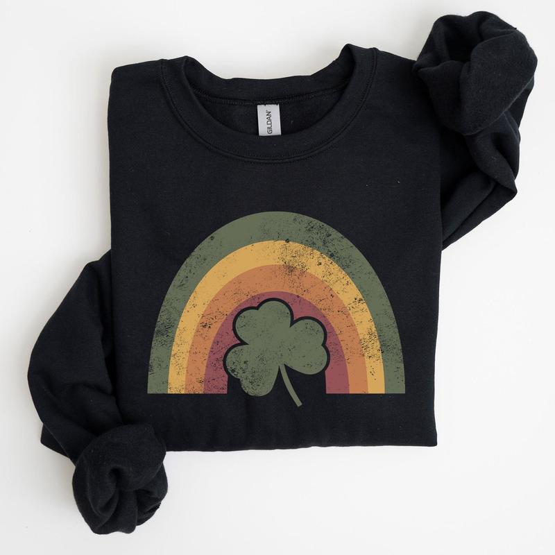Vintage, Retro, St Patrick's Rainbow, Lucky, St Patrick's Day, Irish Sweatshirt, Women's Crew Neck, Crewneck