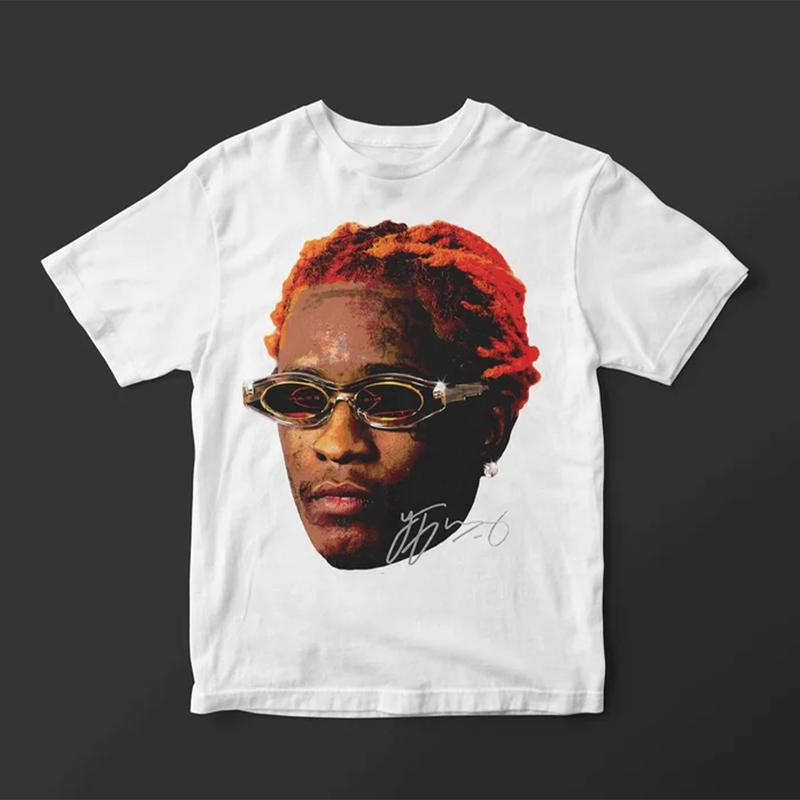 Young Thug Face T-Shirt ORANGE, Thugger Inspired Vintage Graphic Tee, Rap Music Merchandise for Hip Hop Fans, Trendy Urban Outfit