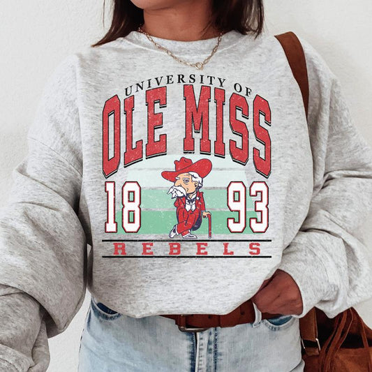 Ole Miss Rebels Vintage College NCAA Sweatshirt, Vintage Football Sweatshirt NCAA, Classic Sport Sweatshirt, Gifts For Football Fan Sport