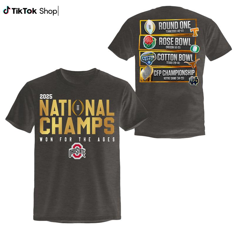 Ohio State Buckeyes College Football Playoff 2025 National Champions Won For The Ages TShirts, Ohio State Buckeyes 2025 Tshirt,  Game Day Apparel, Ohi