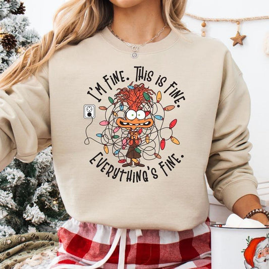 It's Fine This Is Fine Everything Is Fine Sweatshirt, Anxiety Christmas Lights Sweater, Christmas Lights Sweatshirt, Anxiety Christmas Shirt, Xmas Tee, New Year Christmas Gift Shirt, Winter Holiday Sweatshirt