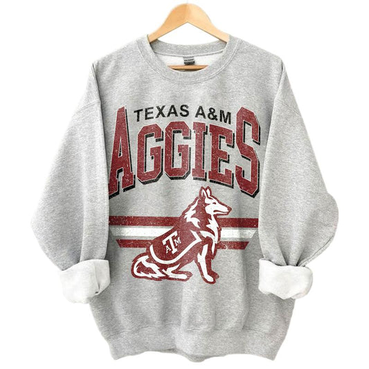 Texas A&M Aggies Vintage Football NCAA Sweatshirt - Tshirt - Hoodie, Texas A&M University Unisex Football NCAA Shirt, Unisex Vintage NCAA Shirt, Classic Football Shirt, Gifts For Football Fan Sport, Cotton, Sweatshirt, T-Shirt, Hoodie