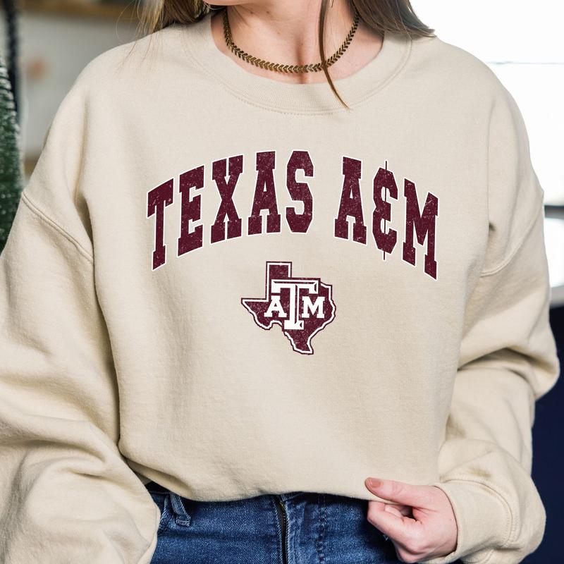Texas A&M Aggies Vintage Football NCAA Trendy Sweatshirt, Texas A&M University Unisex Football NCAA Shirt, Gift For Men, Gift For Girls, Crewneck, Cotton, Sweaters, Pullover